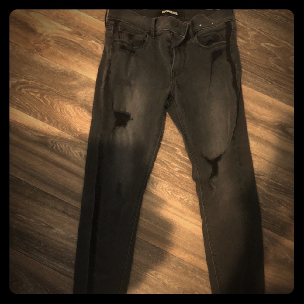 Black denim distressed jeans
